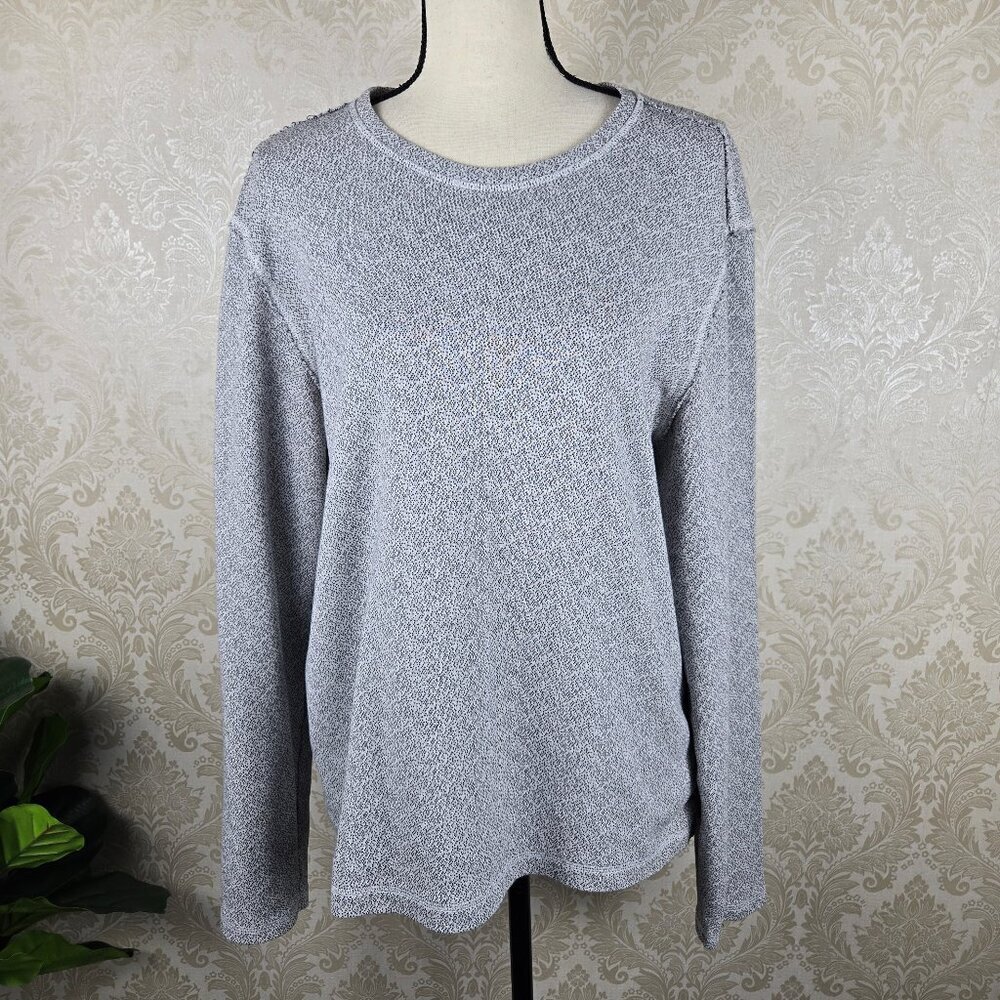 7 For All Mankind Size Large Gray Black Dotted Sweatshirt Exposed Seams Casual